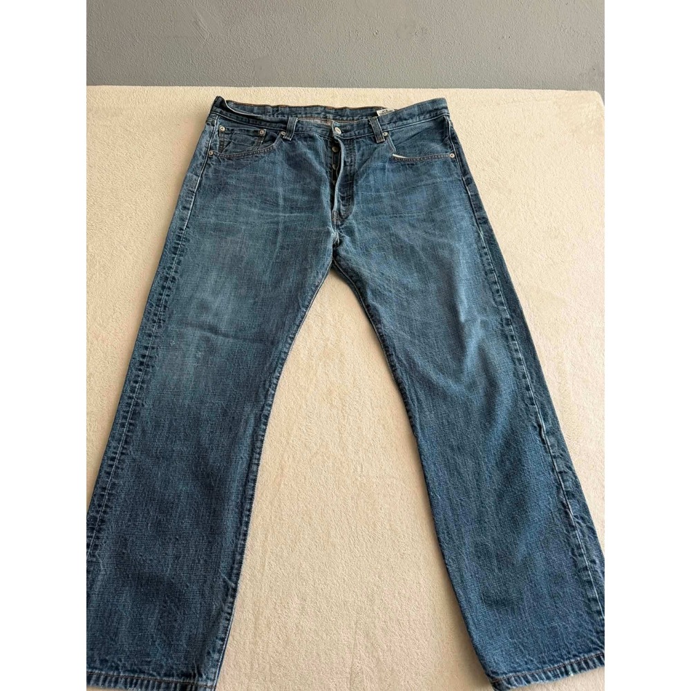 Levi's Mens 38x29 Blue Jeans 501 Original Fit Straight Leg Button Fly Denim